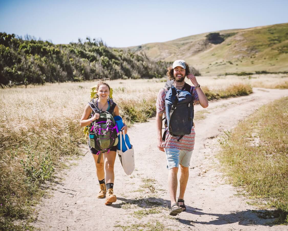 Two hikers on the Torrey Pines trail